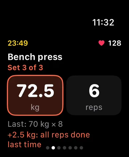 The A set screen of Life OS on Apple Watch.