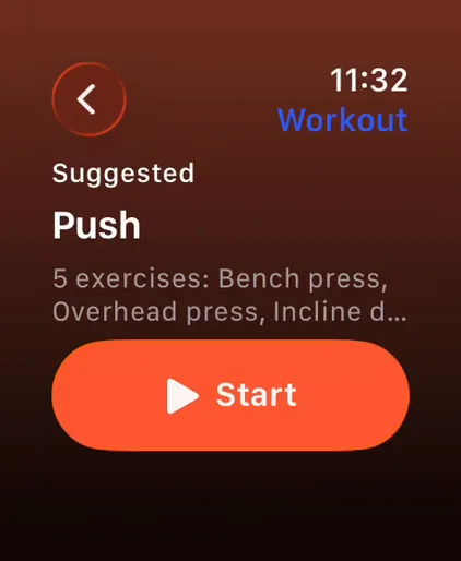 The Training screen of Life OS on Apple Watch.